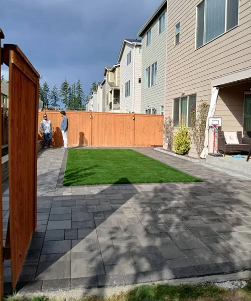 Custom Paver Patio & Synthetic Turf Installation in Seattle 